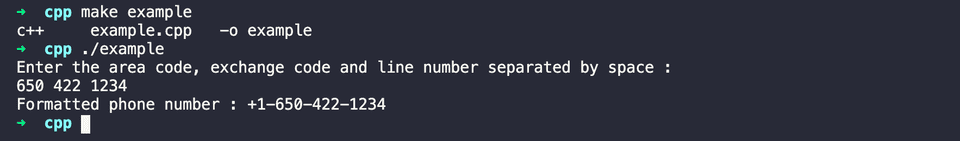 C++ format phone number