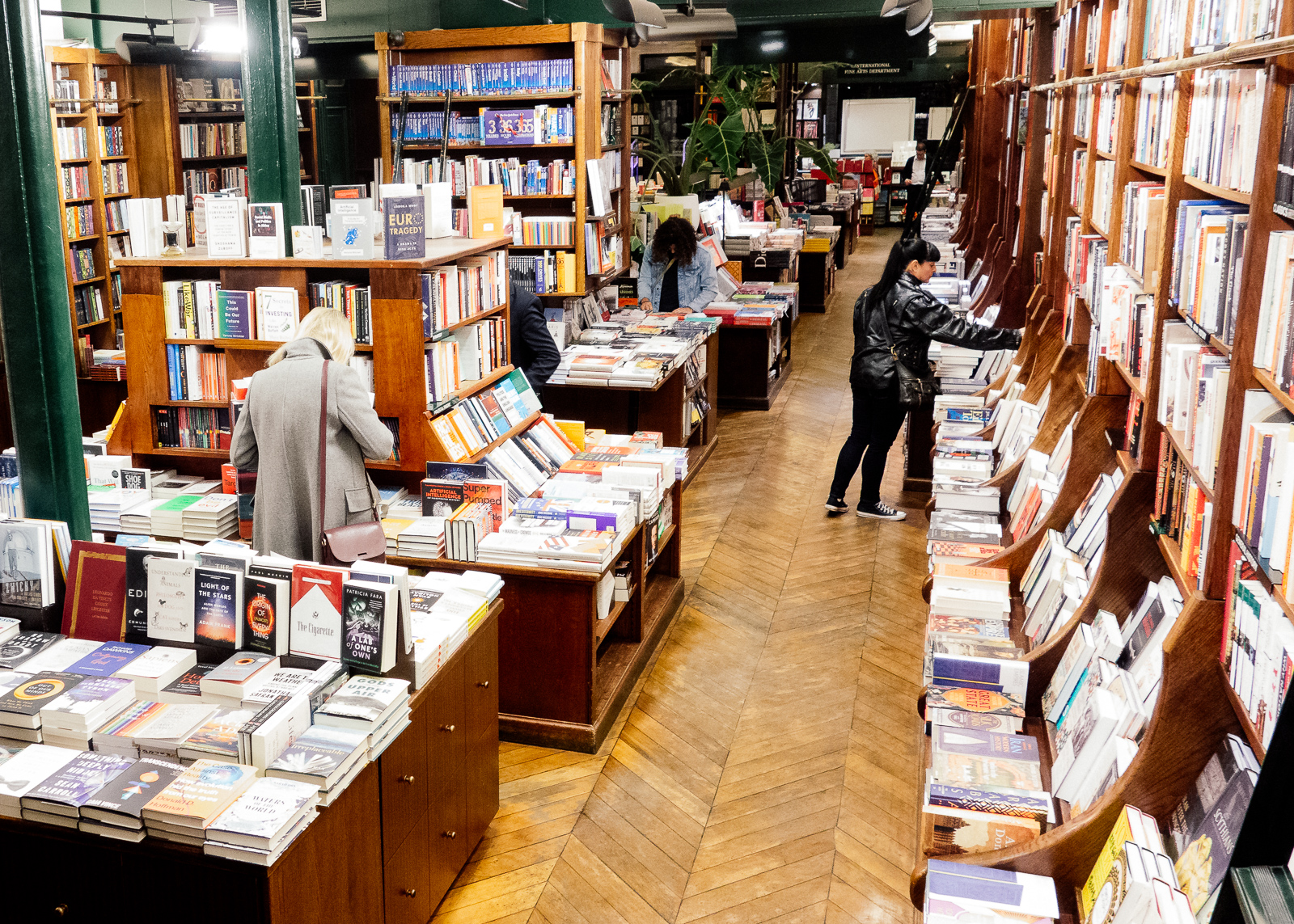 overhead shot of the bookstore shelves