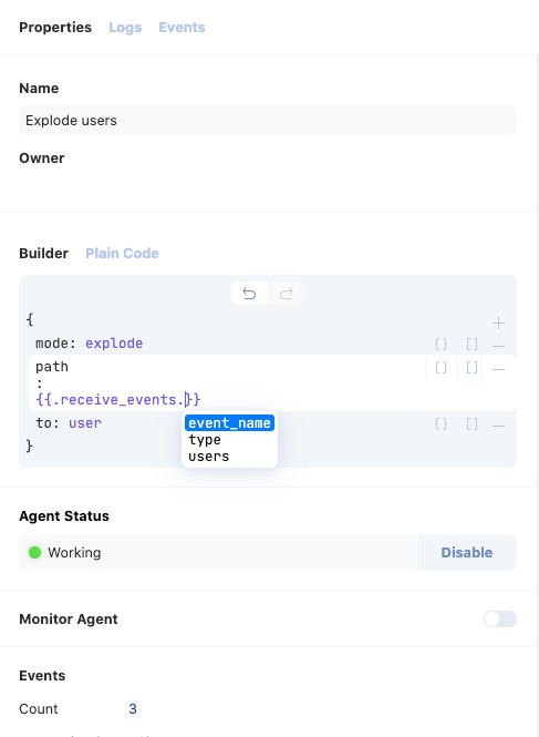 API Autocomplete in options block