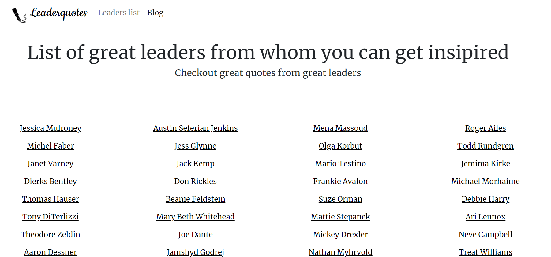 list of leaders at our website