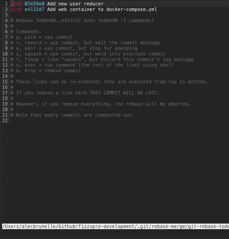 example of going back in time with git rebase