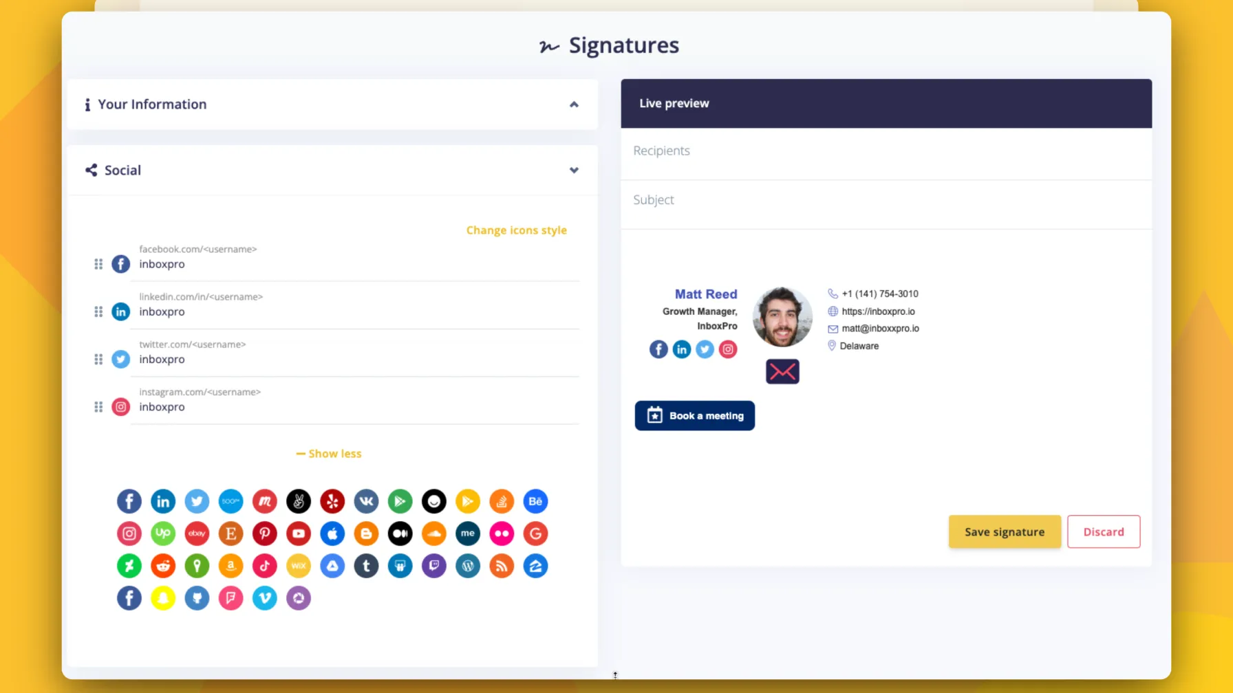 InboxPro - Email Signatures feature