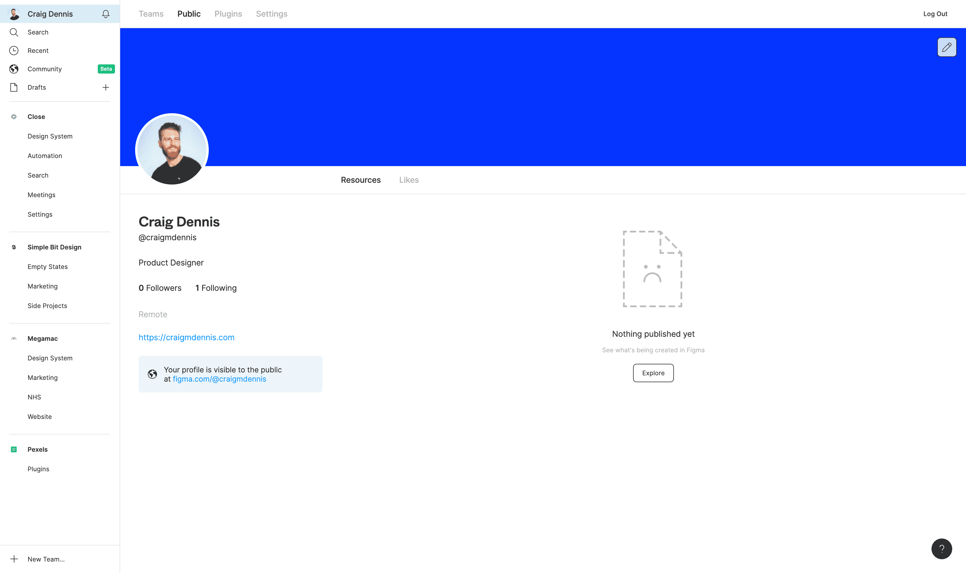 Screenshot of Nothing published in Figma Community