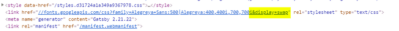 Swap agregado al url de fuentes de google