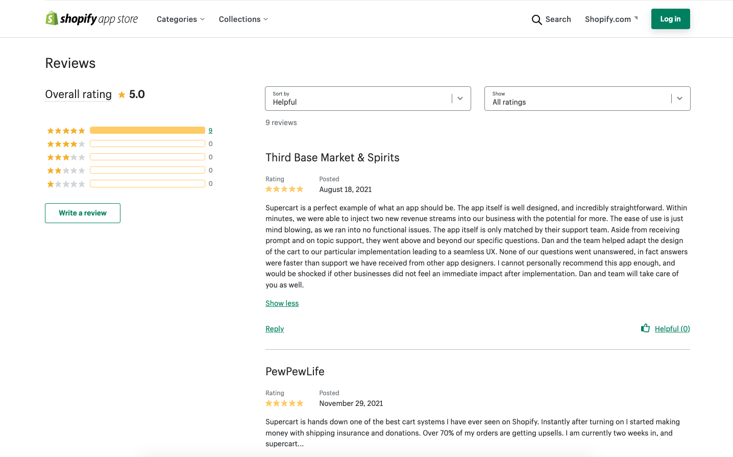 Supercart Shopify Reviews Section