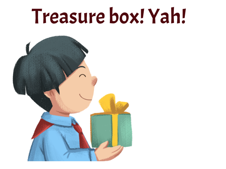 Boy holding a treasure box