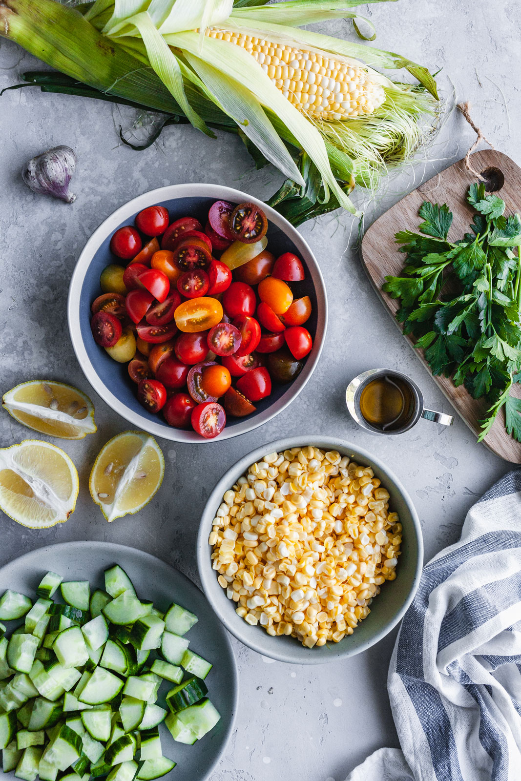 Skillet Corn With Farro Salad | Olive & Mango