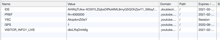 cookies from a single YT embed