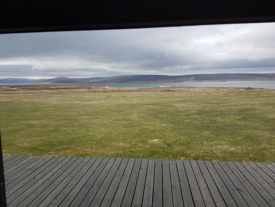View from the terrace into the vastness of the Icelandic landscape