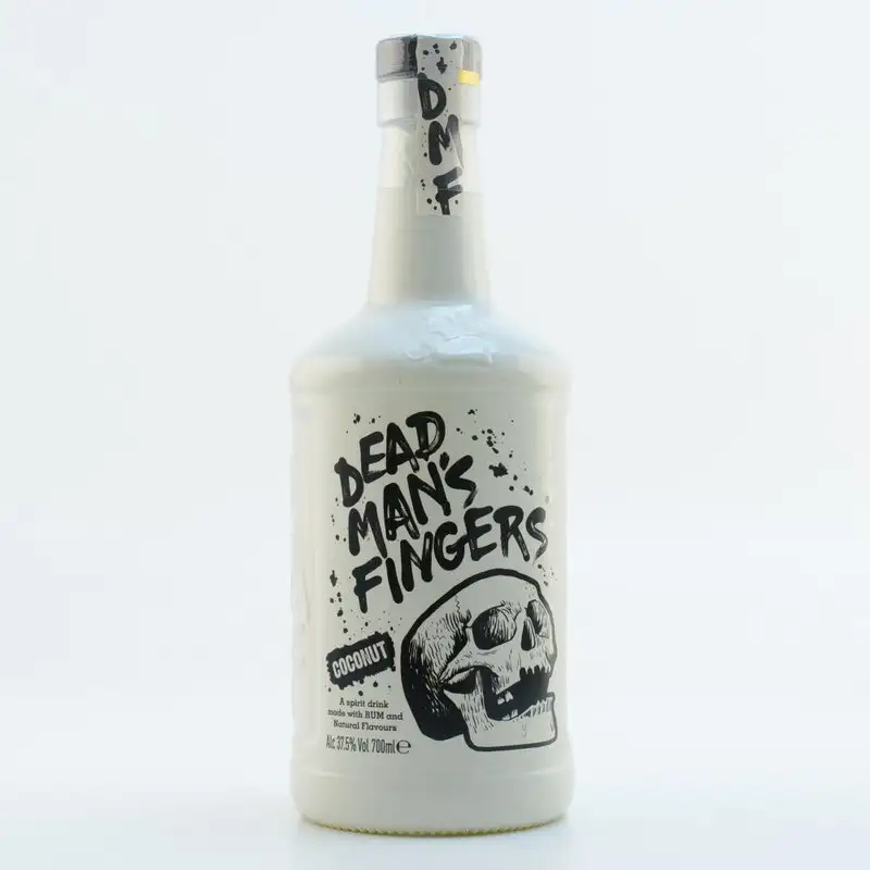 Image of the front of the bottle of the rum Dead Man’s Fingers Coconut Rum
