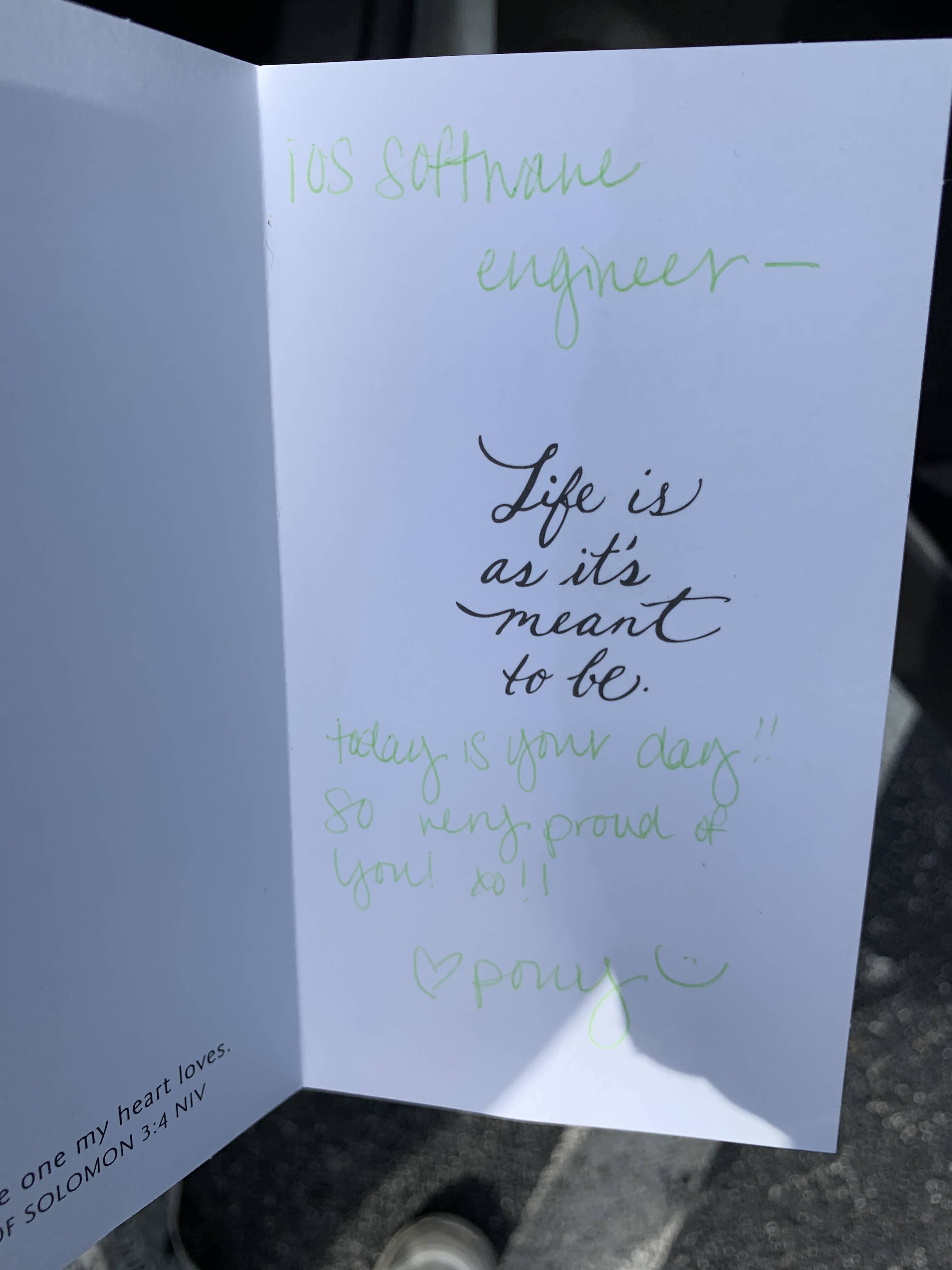 A card congratulating Jordan on the launch of Spend Stack.