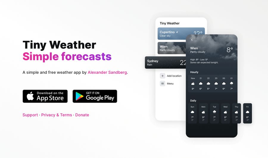 Updated Tiny Weather landing page