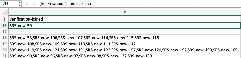 Join columns with verification links exported from ReqView in Excel