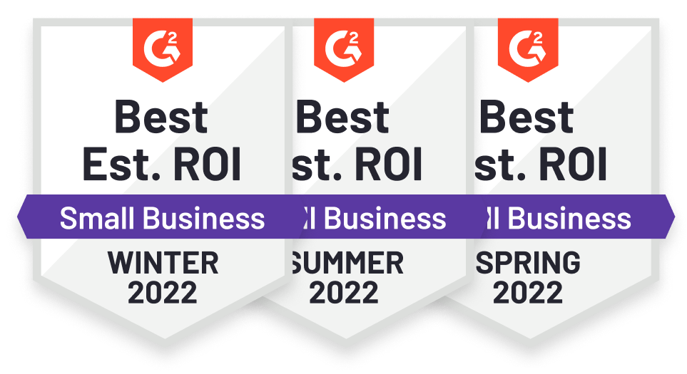 G2 Best Est. ROI for Small Business, Winter, Spring, and Summer 2022