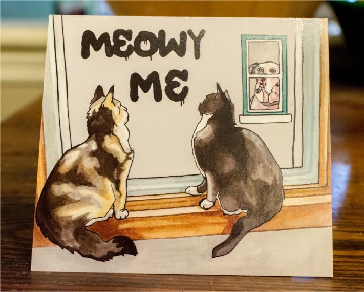 Meowy me A7 Valentines Day Card