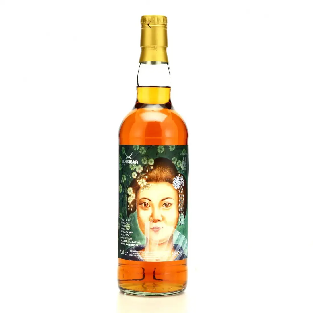 Image of the front of the bottle of the rum Geisha Label