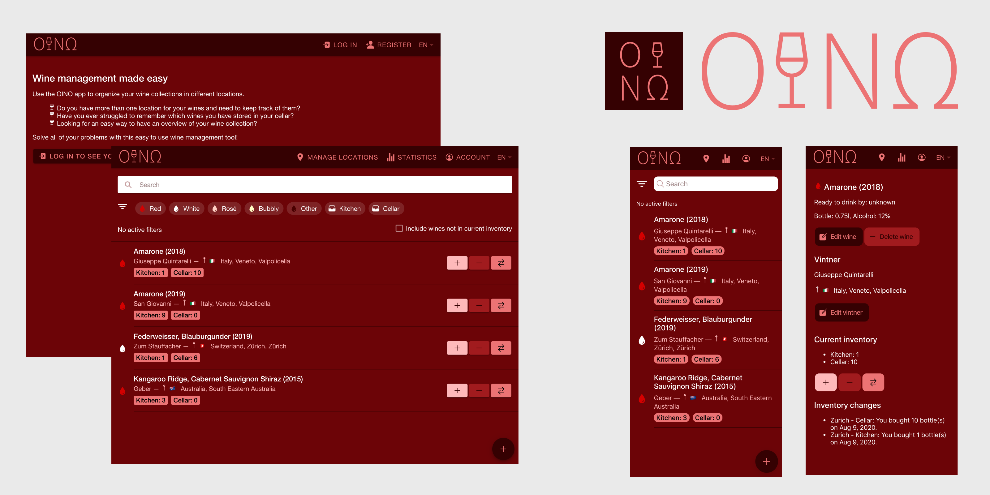 OINO banner with various screenshots of the OINO web app