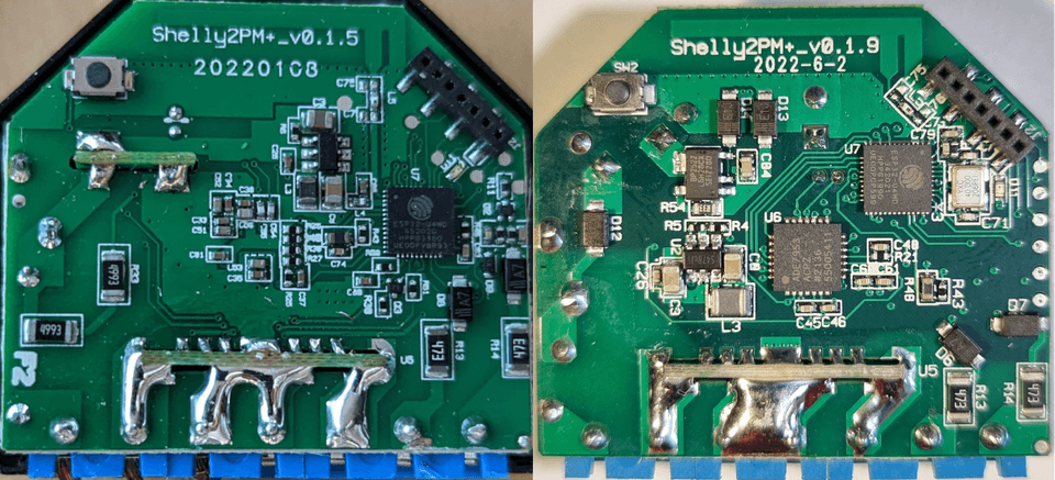 Shelly Plus 2PM PCB Versions