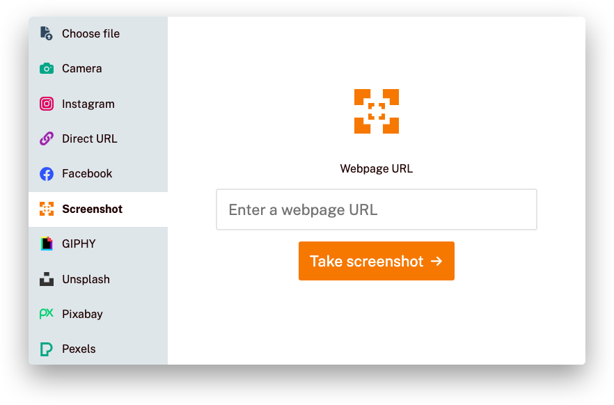 Screenshot of the Screenshot service