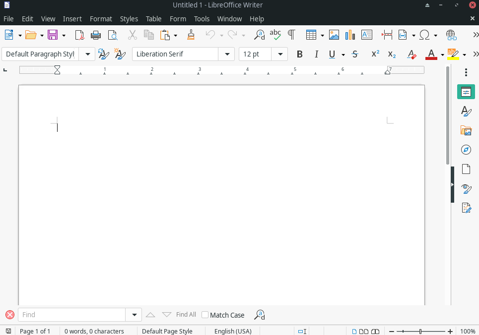 LibreOffice Default Interface