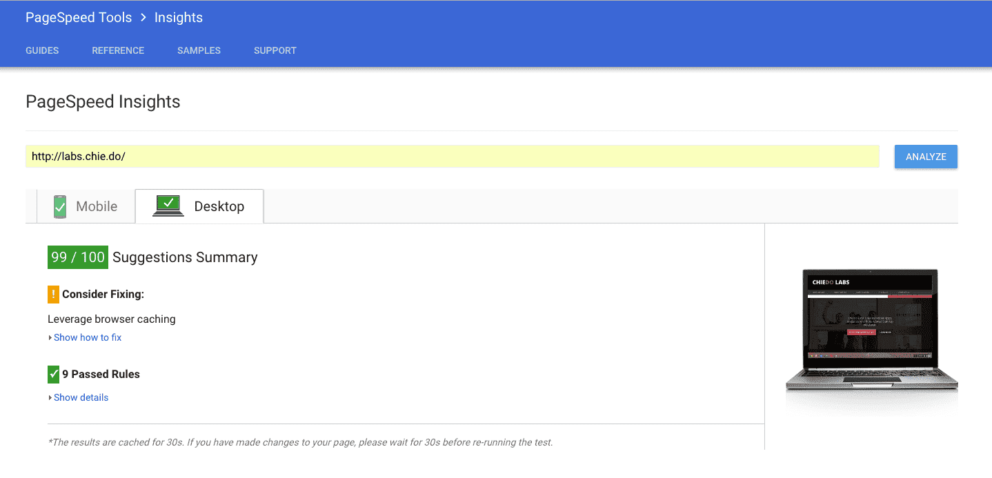 page speed
