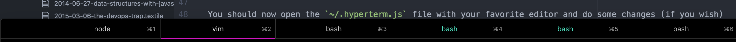 Hyperterm Tabs with the plugins installed