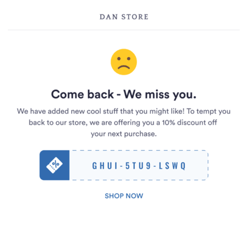 Dan Store Win back email