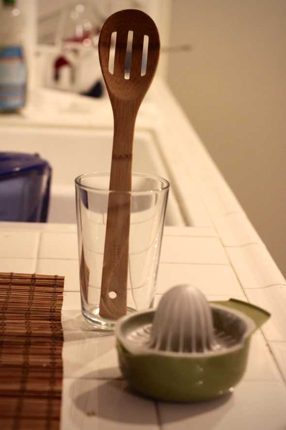 A wooden spoon works as a muddler