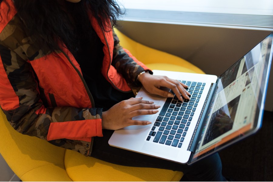 Young Lady Browsing the Web Safely