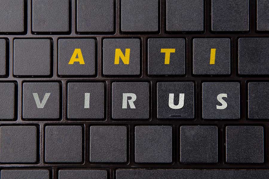 Keyboard keys with letters spelling "ANTVIRUS"