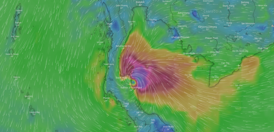 Samui am 4. Januar 2019, ca. 14 Uhr (Quelle: windy.com)