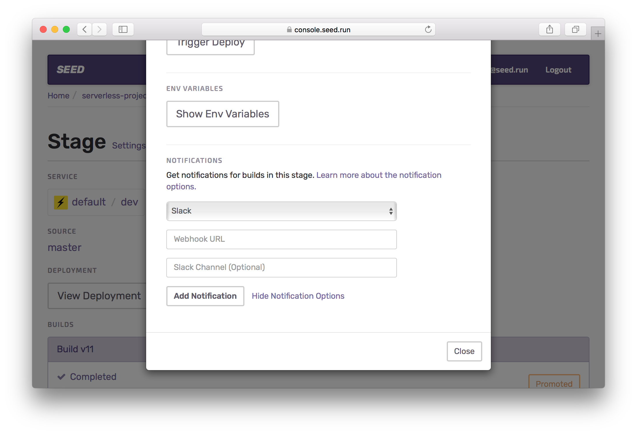 Add slack notification