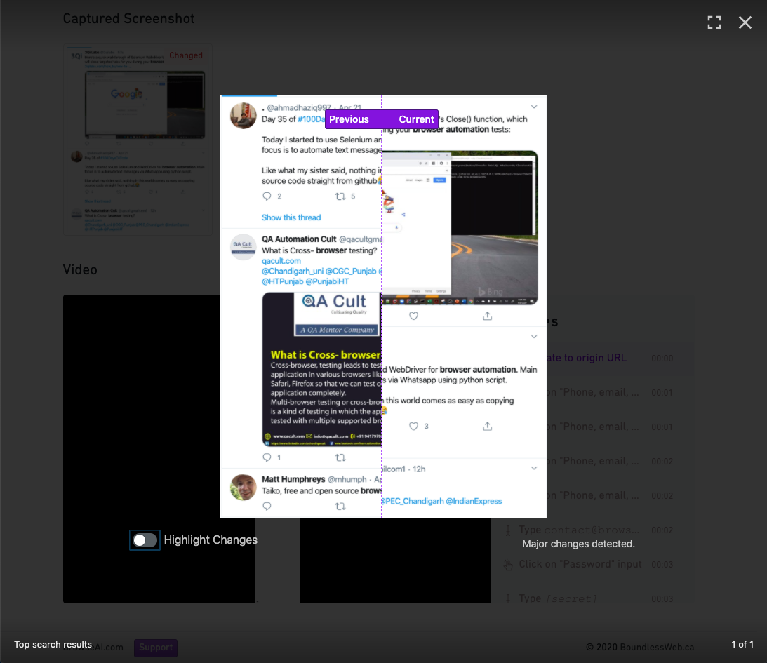 Execution details - Screenshot top search results on Twitter - Browse AI