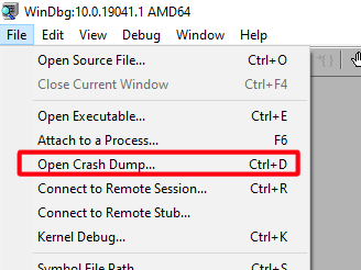 windbg file open crash dump