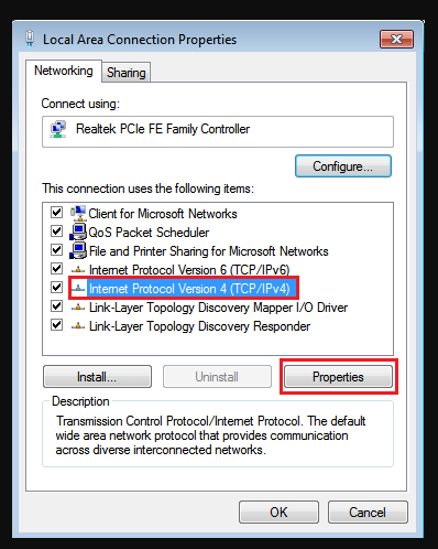 Step 4 Changing DNS server settings on Windows 7