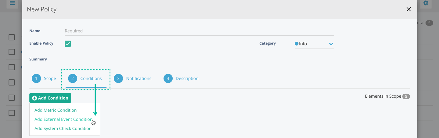 Add External Event Condition