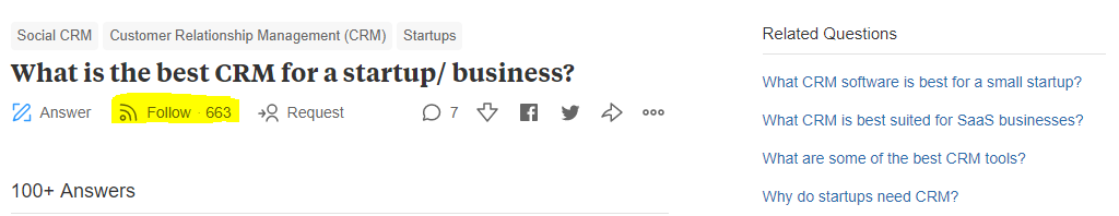 Startup CRM results Quora