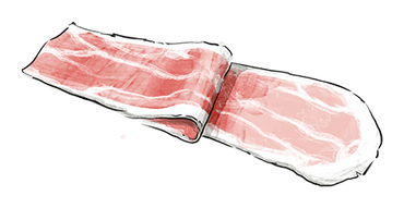 Illustration of a piece of Proscuitto ham