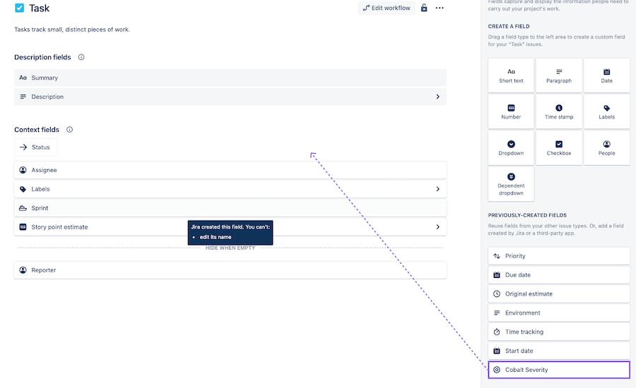 Add the Cobalt Severity field to an issue type in Jira