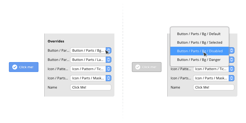 Using symbol overrides to change the appearance of the button pattern