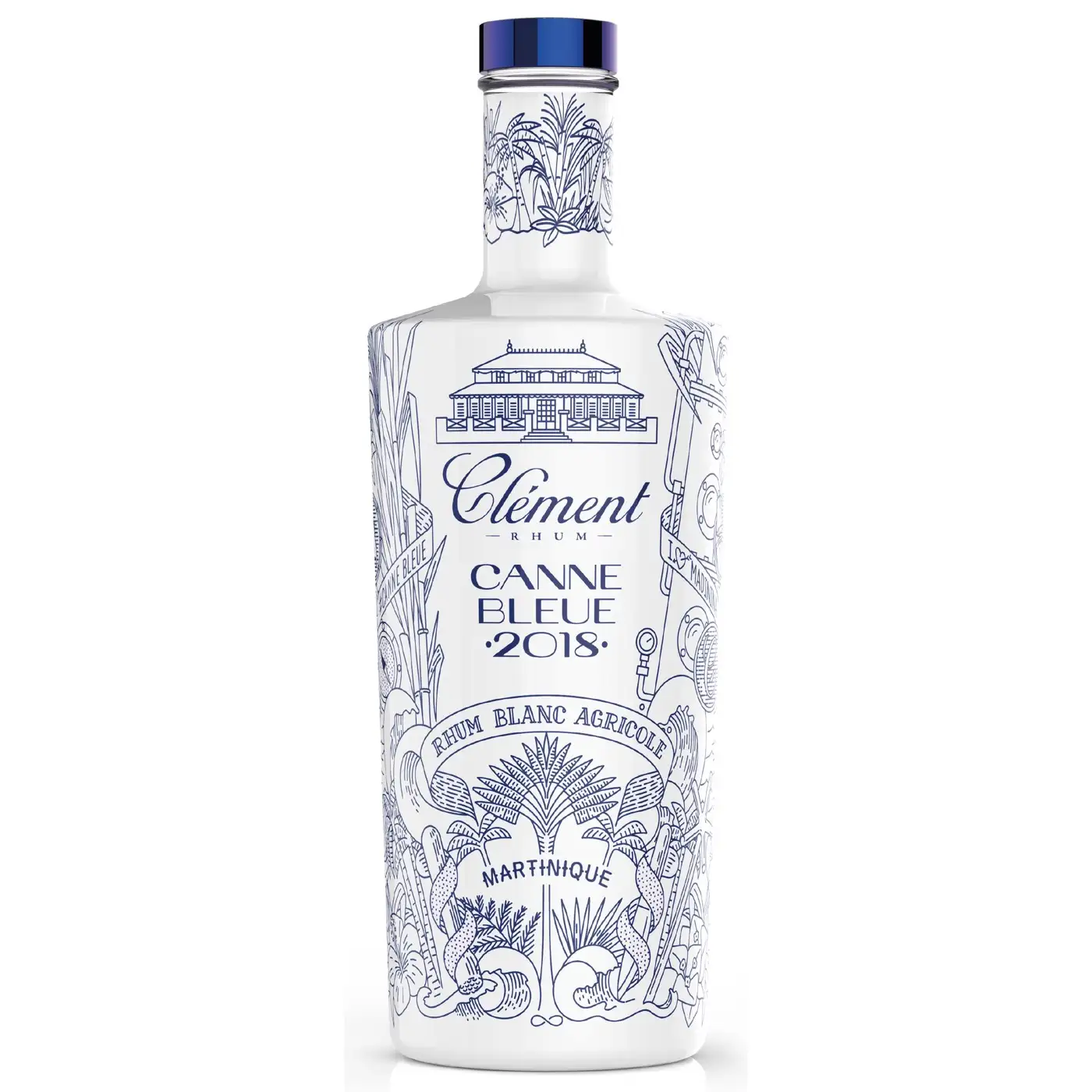 Image of the front of the bottle of the rum Clément Canne Bleue