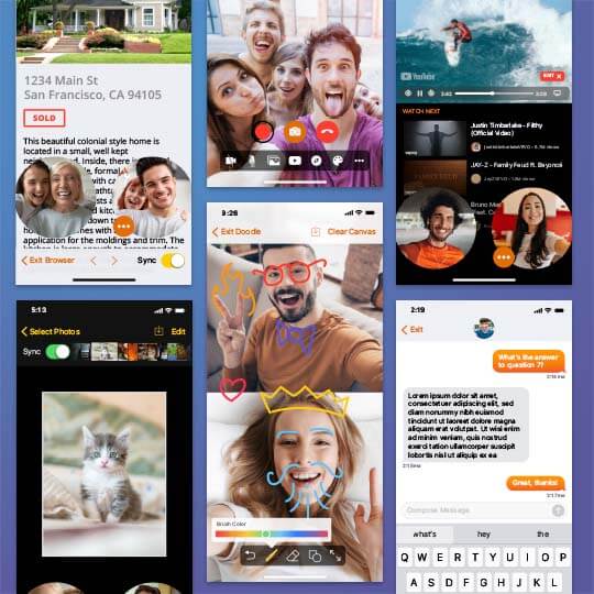 Screenshots of a video chatting app