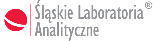 Logo Śląskich Laboratoriów Medycznych - po lewej stronie czerwona planeta. Po prawej stronie szary napis Śląskie Laboratoria Medyczne.