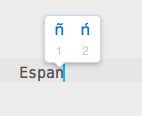 OS X Accent pane with accented characters