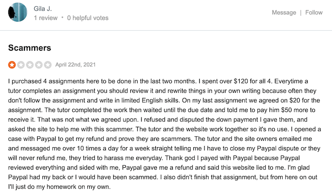 negative reviews about homeworkmarket.com on sitejabber.com