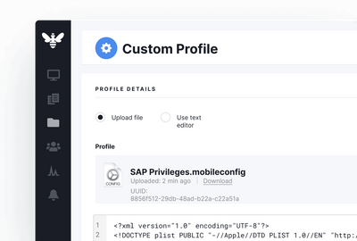 Screenshot of custom profile screen