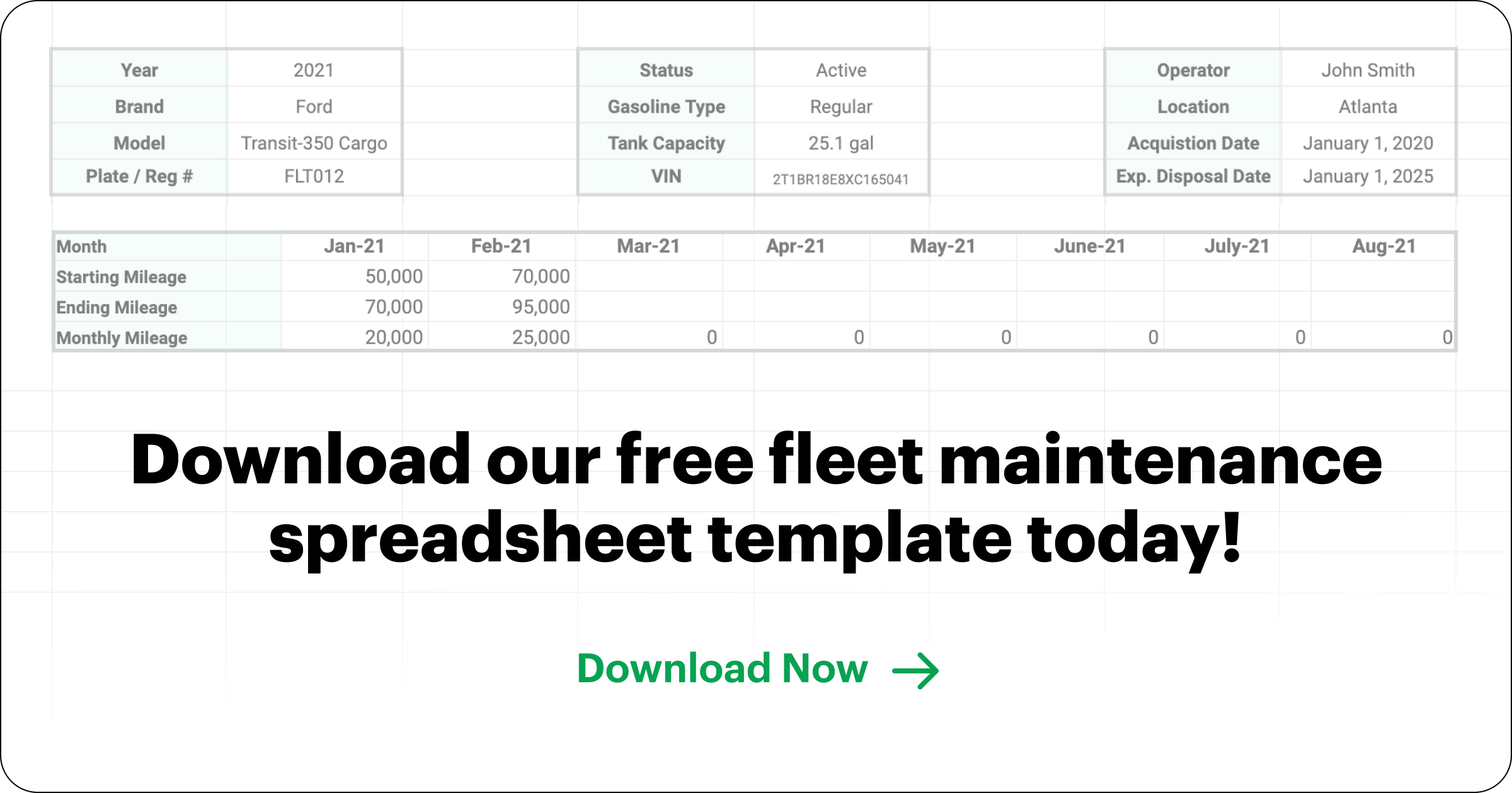 fleet maintenance spreadsheet
