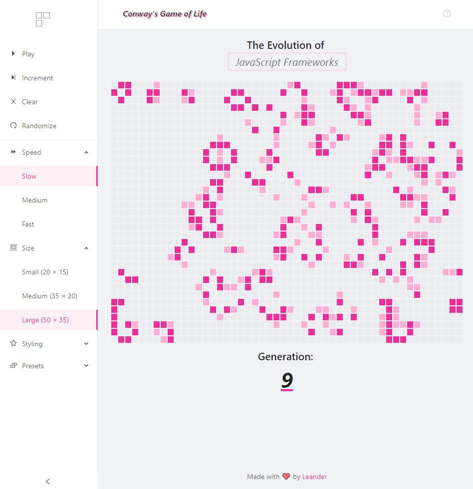 Screenshot of Conway's Game of Life