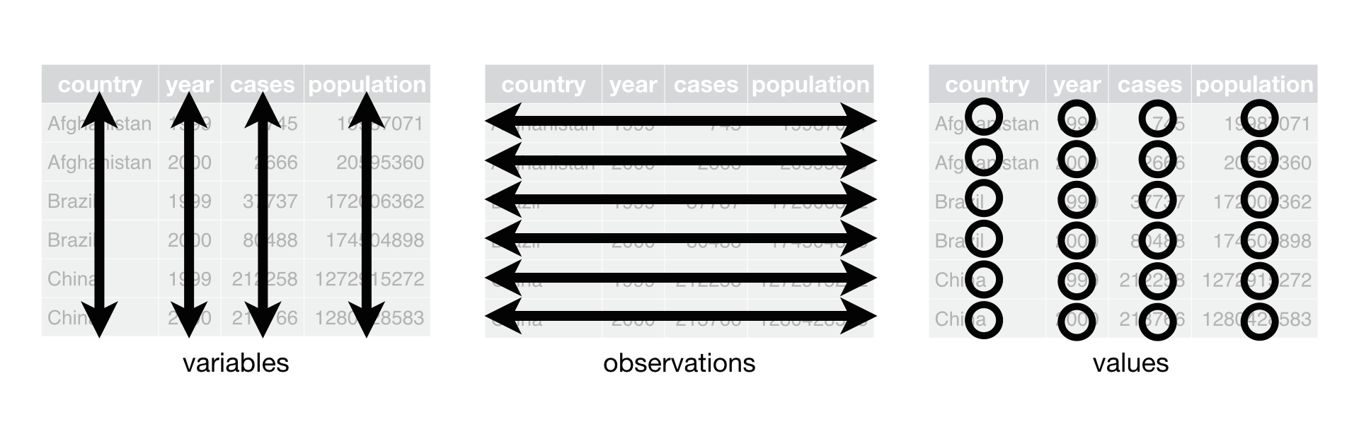 Diagram showing tidy data