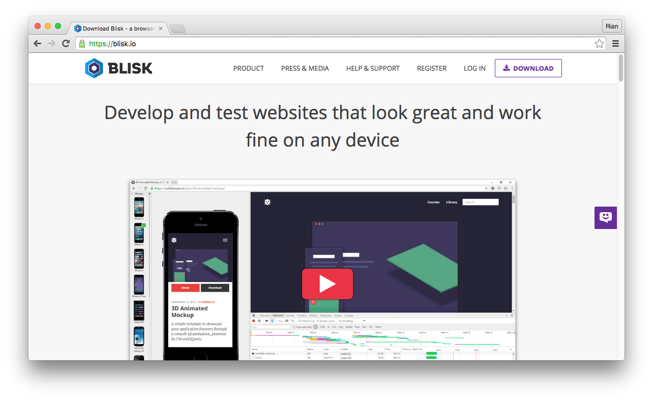 Blisk, Browsernya web developer